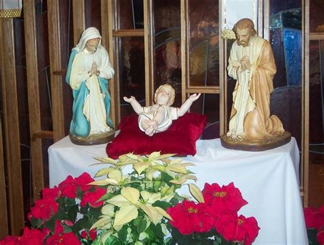 This Traditional Nativity Is Displayed At St Mary Of The Pines In