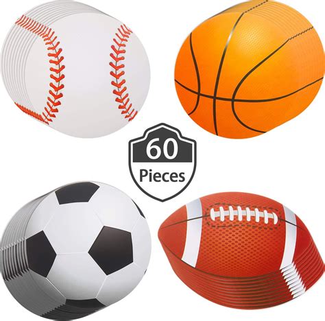 60 Pieces Sports Ball Cutouts Basketball Football Soccer