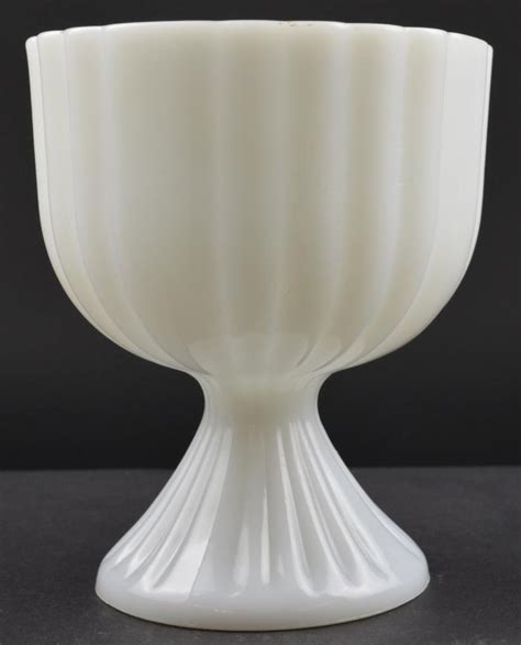 Eo Brody Ribbed Footed Milk Glass Planter 65 Tall Glass