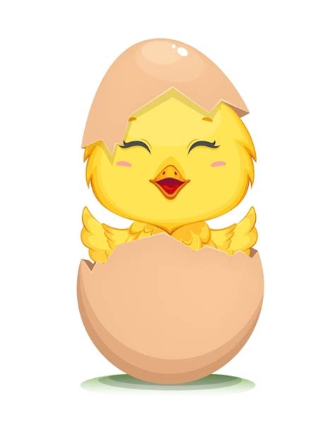 Premium Vector Cute Little Chick Hatched From An Egg Happy Easter