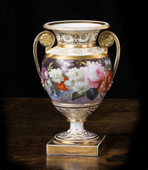 English Porcelain Vase Classical Urn With Flower Band C 1805