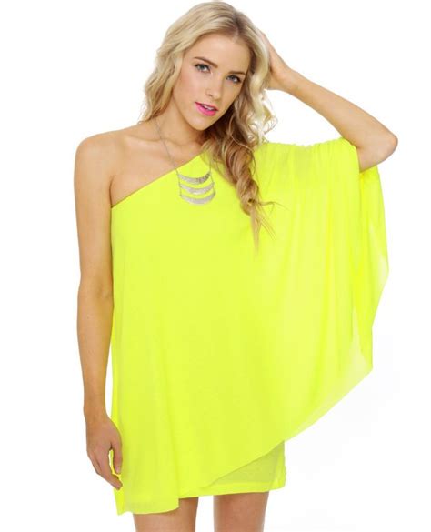 Neon Yellow One Shoulder Dress Neon Yellow Dresses Neon Dresses