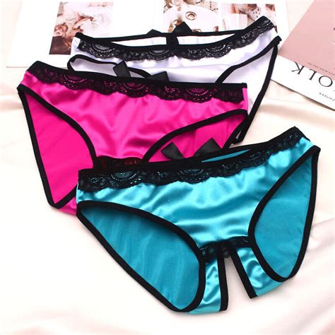 sexy thongs panties open crotch crotchless underwear satin night lace g string ebay