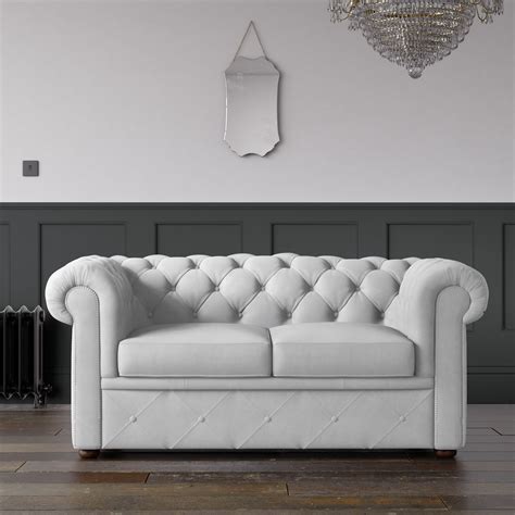 Chesterfield Malia Velvet Sofa Optic White Endure Fabrics