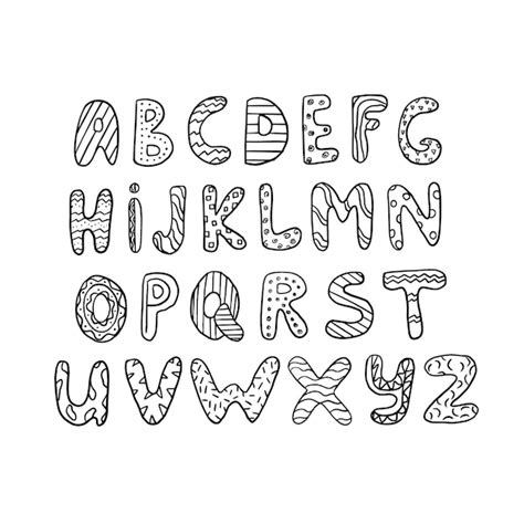 Letras educacionais fofas definem letras de mão abc em estilo doodle