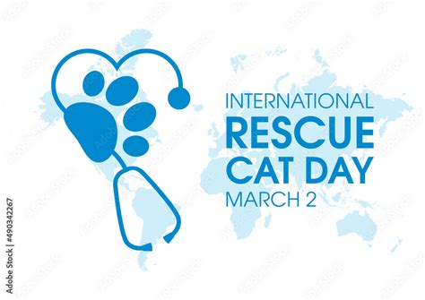 International Rescue Cat Day Vector Animal Cat Paw Print And