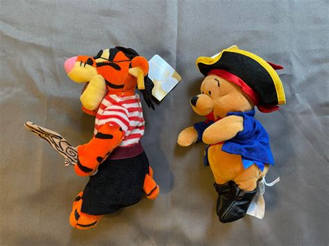 Disney Store Winnie The Pooh Pooh And Tigger Pirate 8” Plush Set With