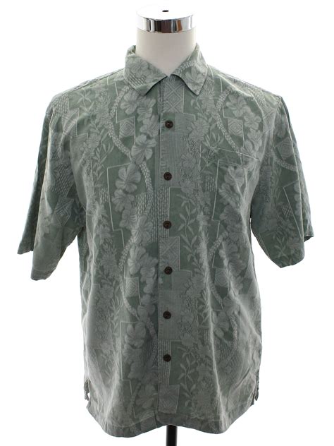 Hawaiian Shirt 90s Jamaica Jaxx Mens Sage Green Background Silk