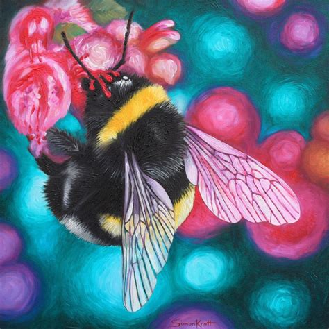 Bombus Lucorum White Tailed Bumblebee 2016 Oil Painting By Simon