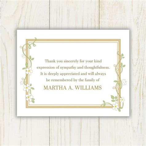 Flowers Funeral Thank You Card Printable Digital File Etsy