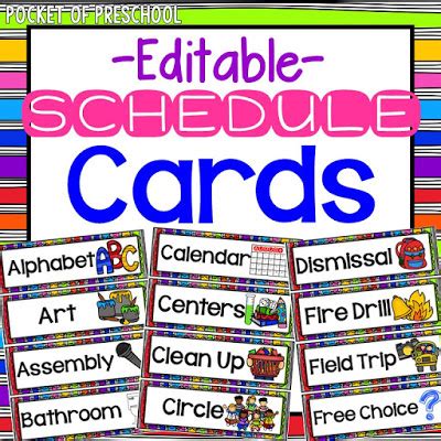 Daily routine cards for making visual timetable and schedules for toddlers, preschool, tot school. Preschool Daily Schedule and Visual Schedules - Pocket of Preschool