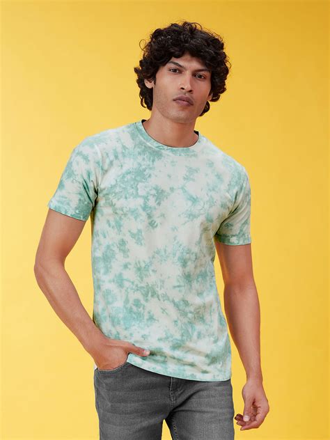 Buy Tie Dye Faded Teal T Shirt Online