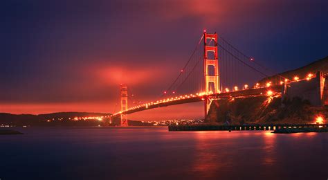 Hintergrundbilder San Francisco Kalifornien Brücke Sonnenuntergang