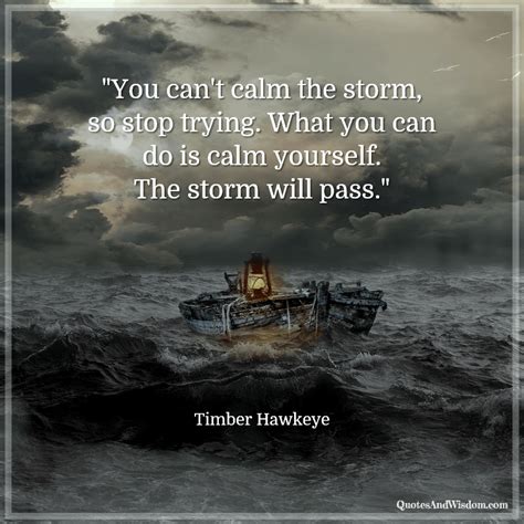 To place blame typically has nothing to do with some judicious effort to seek out the origins of some misfortune. QuotesAndWisdom.com - Quote: Timber Hawkeye - You can't calm the storm. | Calming the storm ...