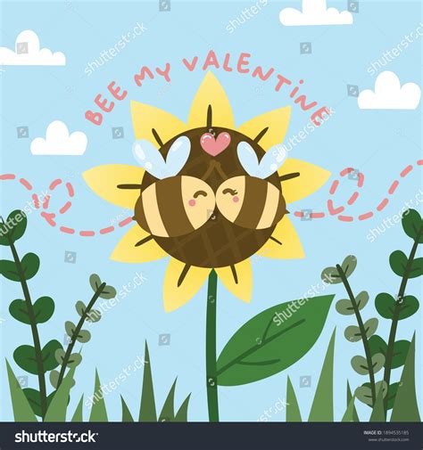 Bee My Valentine Bee Couple Stock Vector Royalty Free 1894535185