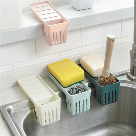 Windfall Kitchen Sponge Holder Sink Caddy Brush Soap Dishwashing