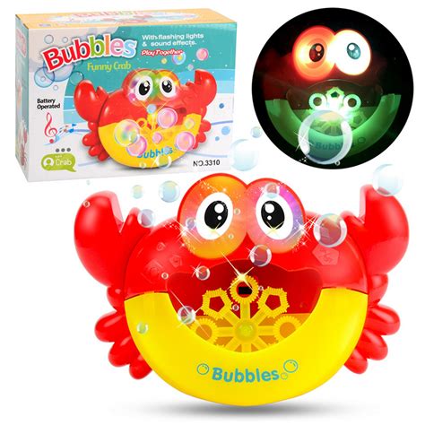 Baby Bath Toys Funny Cute Crab Bubble Maker Machine With Light Music