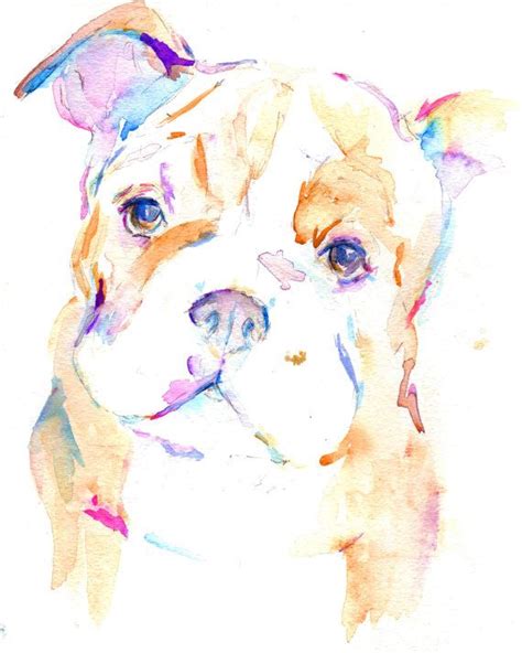 Bulldog Puppy Art Bulldog Watercolor Print 8 X 10 Print Etsy