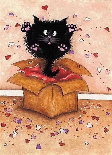 Confetti Kitty Par Amylyn Bihrle Cats Illustration Black Cat Art