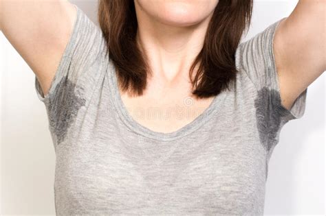 Woman Sweating Very Badly Under Armpit Stock Image Image Of Arms