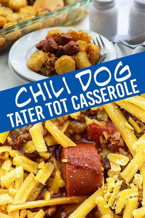 Mix well and pour into a 9x13 pan. Chili Dog Casserole - topped off with cheddar and tater ...