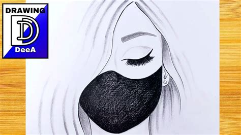 Girl With Face Mask Protection Easy Sketch Step By Step Easy Drawings