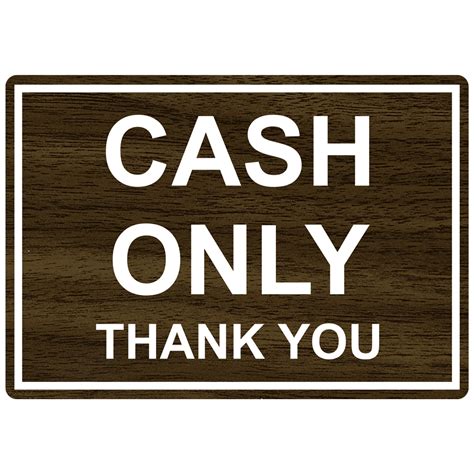 Cash Only Thank You Engraved Sign Egre 15805 Whtonwlnt
