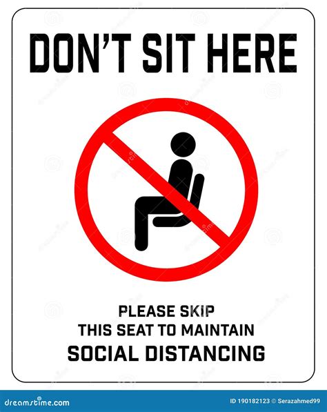 Do Not Sit Here Signage For Restaurants And Public Places Vector