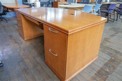 Ofs 4 Piece Honey Cherry Wood Executive Desk Suite Peartree Office