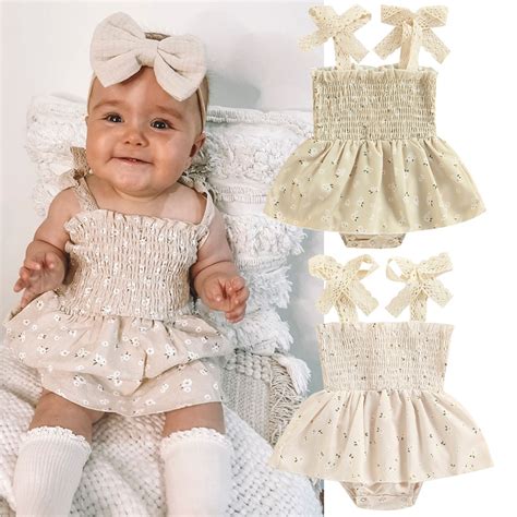 Princess Summer Baby Girls Floral Romper Sleeveless Square Neck A Lined
