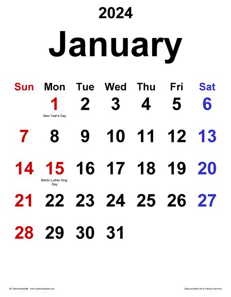 2024 Jan Calendar 2024 Calendar Printable