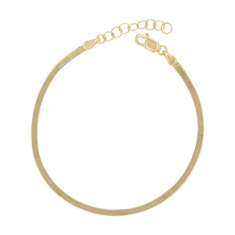 14k Gold Thin Herringbone Bracelet Baby Gold