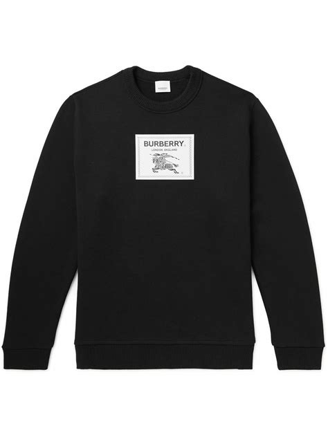 Burberry Logo Appliquéd Cotton Jersey Sweatshirt Black Burberry