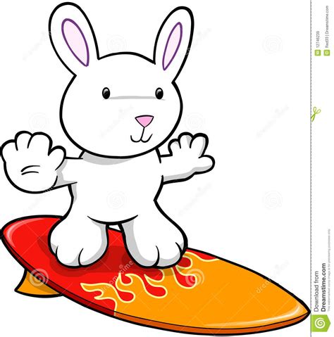 Easter Bunny Rabbit Surfing Stock Vector Image 12746239
