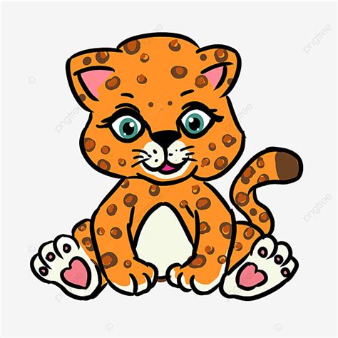 Cute Jaguar Clipart Transparent Background Cute Cartoon Orange Clipart