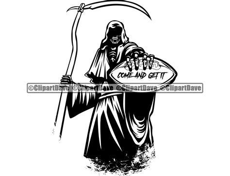 Grim Reaper Holding Football Svg Design Logo Skull Skeleton Etsy