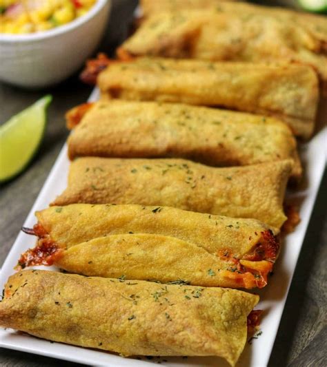 20 Minute Air Fryer Taquitos With Shredded Mexican Chicken And Cheese