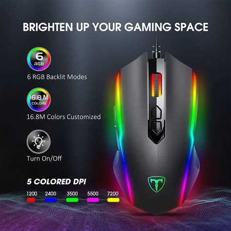 Pictek Gaming Mouse Wired 8 Programmable Buttons Chroma Rgb Backlit