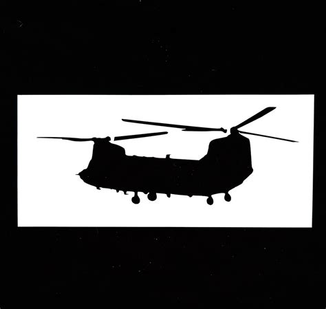 Chinook Helicopter Silhouette Stencil Army Helicopter Etsy