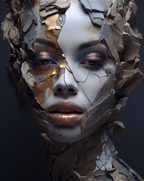 Premium Ai Image Portrait Of Female With Abstract Textured Makeup