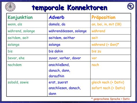 Nebenordnende konjunktionen verbinden gleichrangige elemente miteinander; temporale Konnektoren