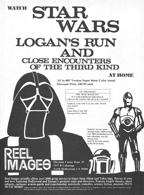 Super 8 Mm Film Ad From Starlog 19 February 1979 Logans Run 8mm Film Star Wars Watch Sinbad