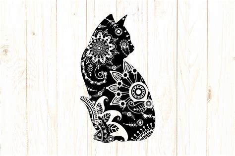 Mandala Cat SVG DXF PNG EPS AI By twelvepapers | TheHungryJPEG.com