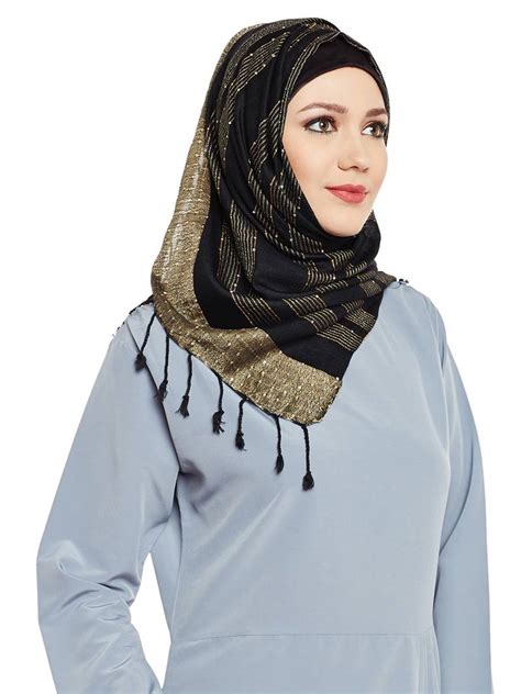 Black Viscose Islamic Hijab Head Scarf Momin Libas 2685042