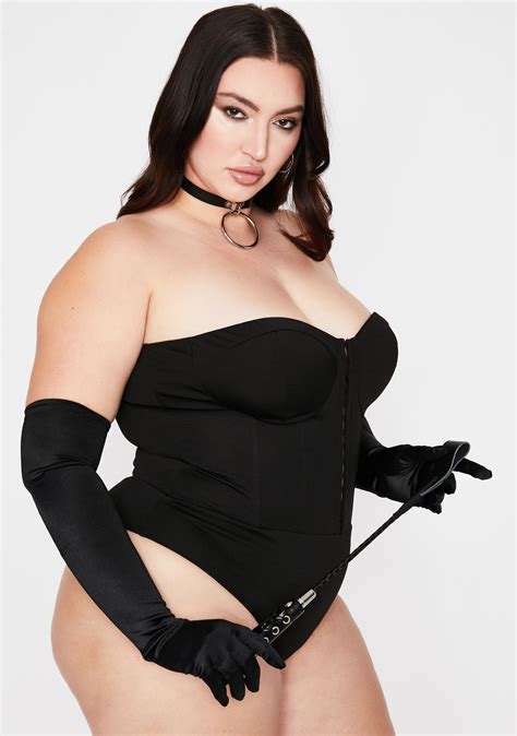 Plus Size Strapless Corset Bodysuit Front Zip Black Dolls Kill