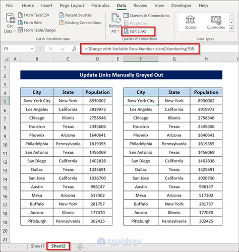 Fixed Excel Update Links Manually Greyed Out Exceldemy