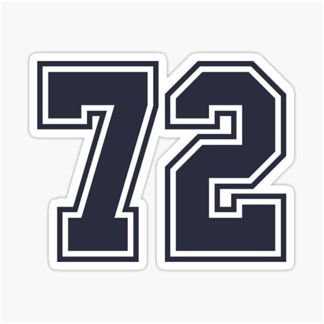 72 Sports Number Seventy Two Sticker For Sale By Hellofromaja Redbubble