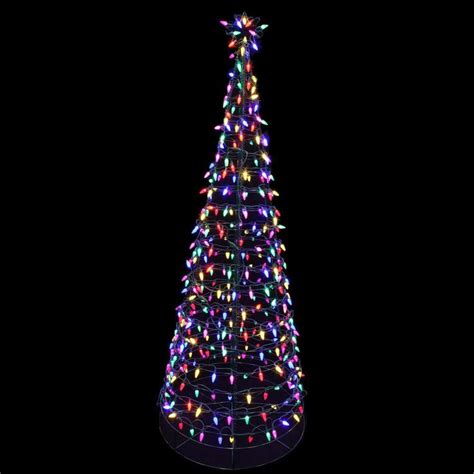 home accents holiday 6 ft pre lit led tree sculpture with star multi colored light… outdoor
