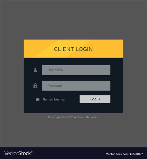 Flat Modern Login Form Ui Template Design Vector Image