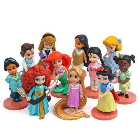 11pcs Set Disney Princess Action Figures Toys Rapunzel Snow Cinderella